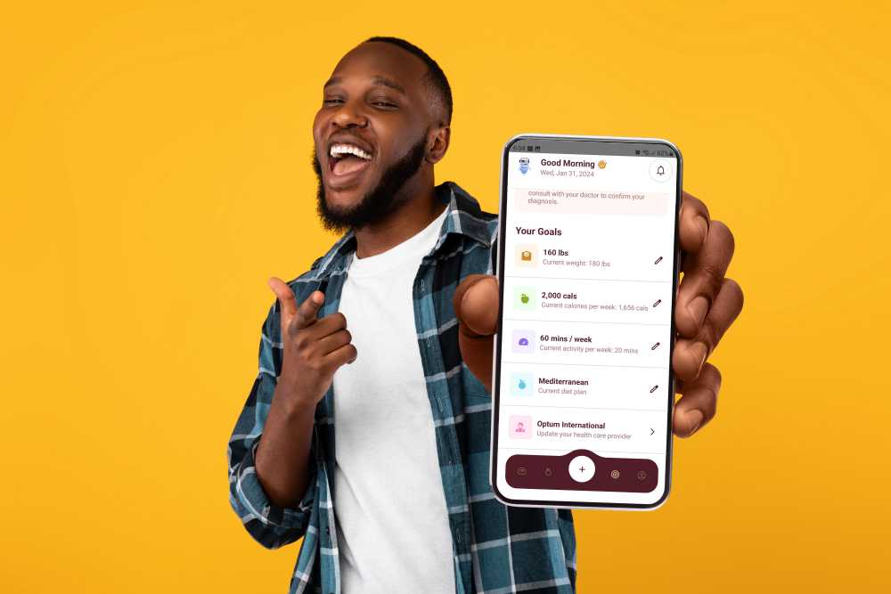 Man showing app on phone